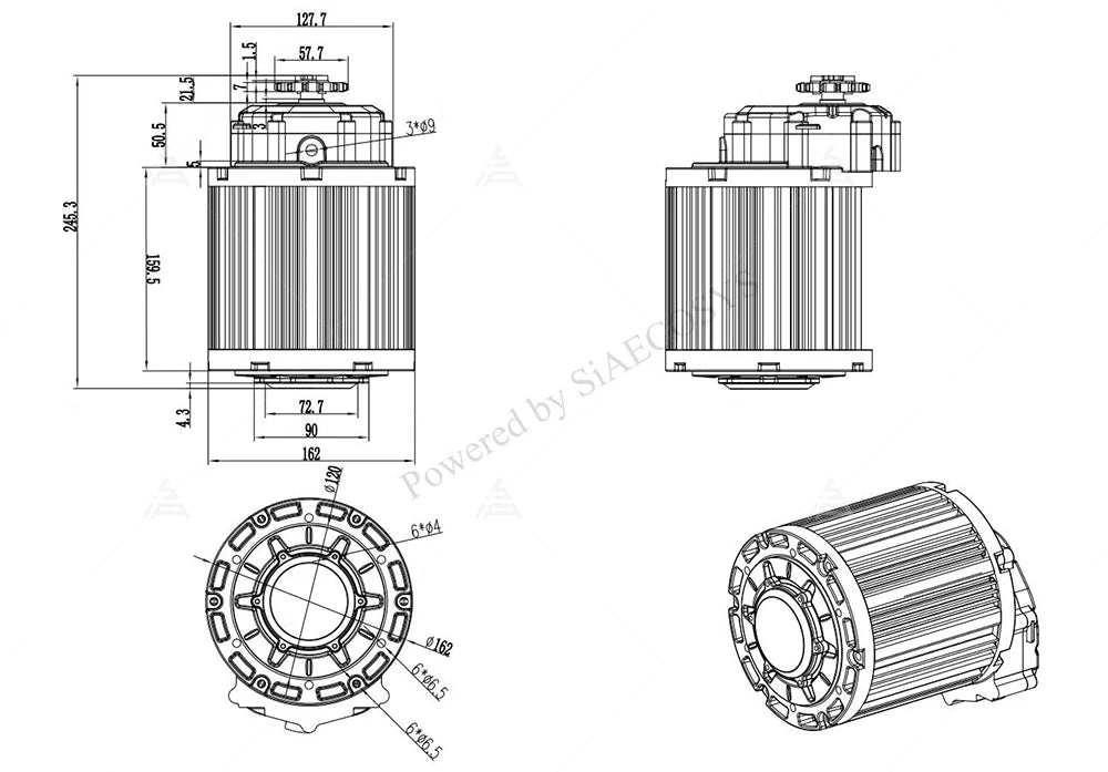 New QS138 90H V3 4KW 7200rpm with 1:2.35 gear box Mid Drive Motor Kits with ND96680 Controller 330A 680A  for E-Motorcycle
