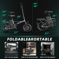 ZHENGBU 14 Inch Folding Ebike: Compact and Portable Electric Bicycle 48V 15AH 18AH 20AH Folding Electric Bike 400W 500W Motor Outdoor Cycling Ebike  Mini Commuter Electric Bicycle