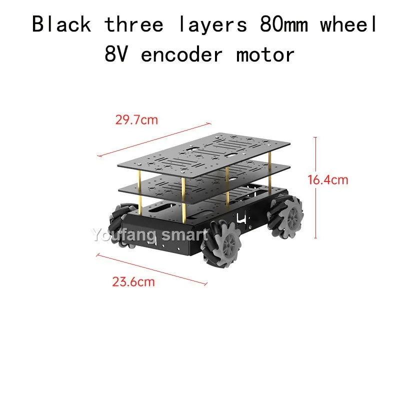 10KG Load 4WD Omnidirection Mecanum Robot Car 97mm Wheel 12V Encoder Motor Metal Chassis for Arduino for Raspberry Pi Robot Kit