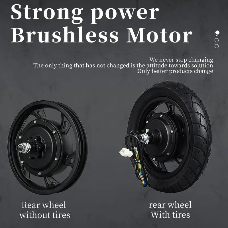 12-Inch Electric Scooter & Folding E-Bike Rear Hub Motor Wheel - 36V 350W / 48V 500W Brushless Motor (With / Without Tire)
