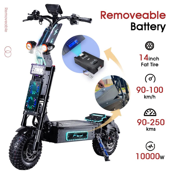 FLJ X14 10000W Fat Tire Electric Scooter with top Fashion Design 14inch Off Road waterproof Removeable battery E Scooter