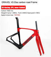 TWITTER carbon gravel V2 bicycle frame thru axle 142mm disc brake 40C tire flat mount carbon gravel bike frameset carbon frame