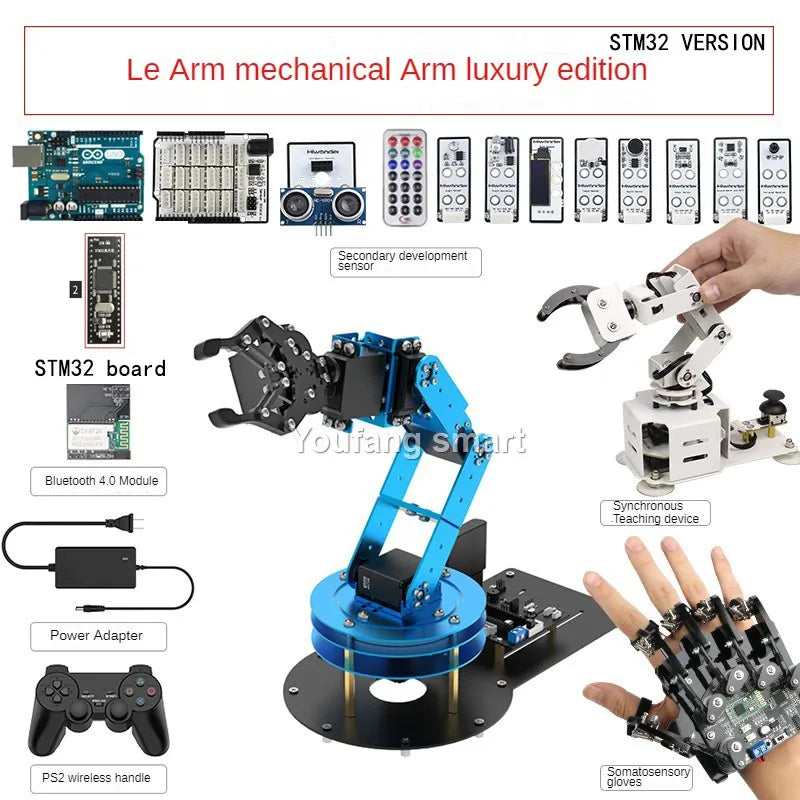 NANO/STM32 6 DOF Robot Metal Alloy Mechanical Arm for Arduino Robot DIY Kit to Ps2/Somatosensory Gloves Programmable Robot Arm