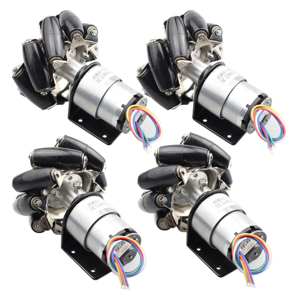 40KG Load Mecanum Wheel Motor Kit with 12V DC Hall Encoder Motor for DIY Robot Car Chassis for Arduino ROS STM32 Raspberry Pi