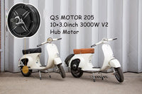 QS Motor 10*3.0inch 3000W 205 V2 60v 45kph BLDC Motor Brushless and Gearless in Wheel Hub Motor for Electric Scooter