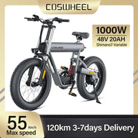 Coswheel T20  1000W Electric Bike Electric Motorcycle Mountain bikes ebike 20Inch Fat tire 48V  20AH Drit Bike Outdoor  Ebike