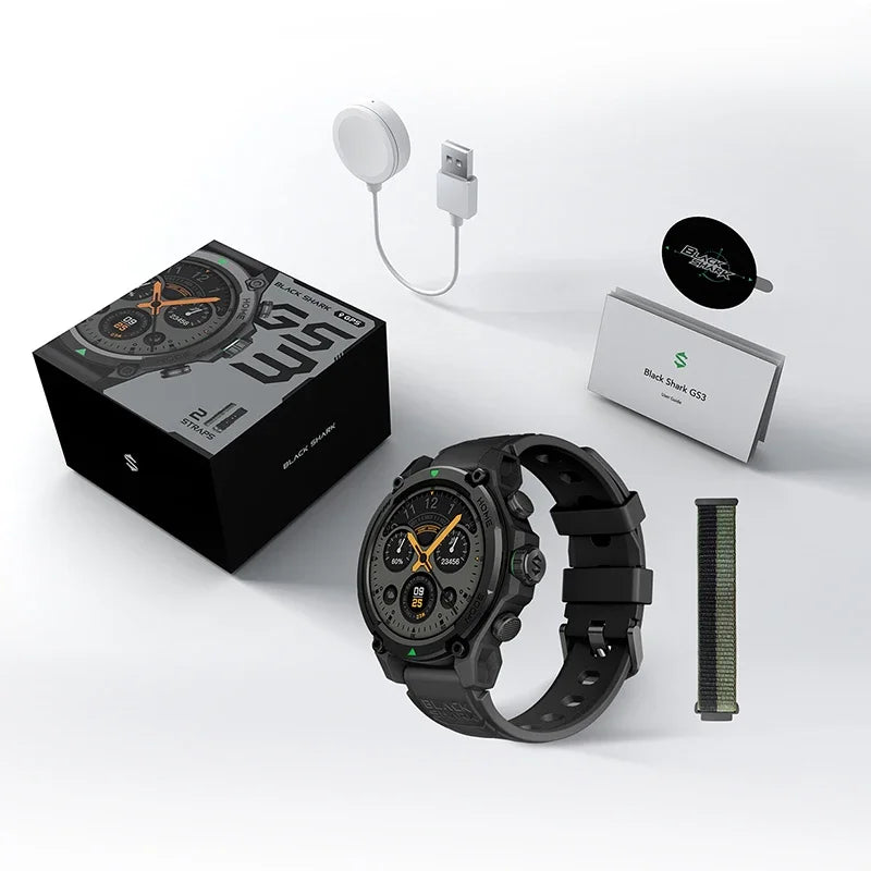 2025 Blackshark GS3 Smart Watch Global Version 1.43" AMOLED Display 5ATM AI Watch Faces GPS Satellite Positioning