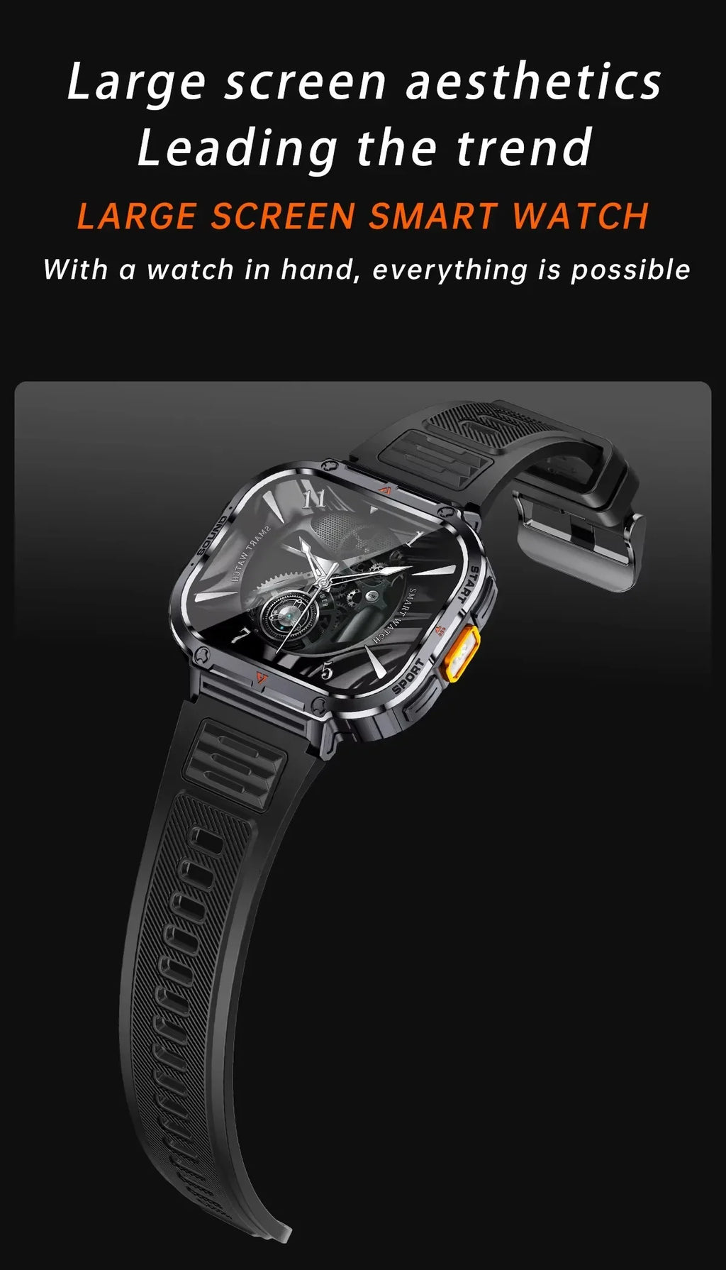 Gaines NX23 Smart Watch 2inch Ultra Large Screen LED Light Flashlight BT Calling AI Voice 400mAh Men Fitness Sports Tracker Smart