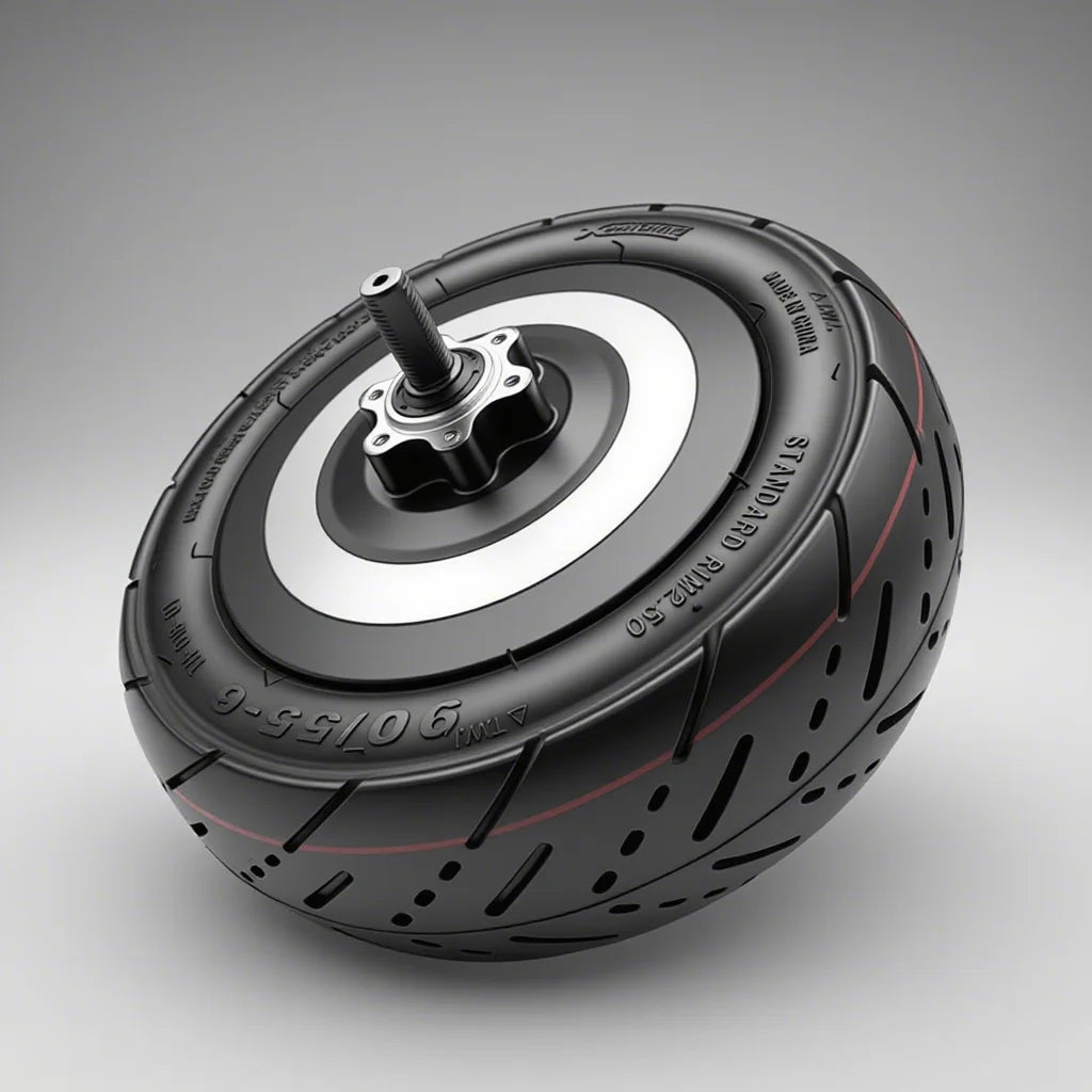 Kunray 10-Inch Electric Scooter Rear Wheel Hub Motor (36V 500W, Peak 1000W) with 90/55-6 Tubeless Tire & Disc Brake Mount