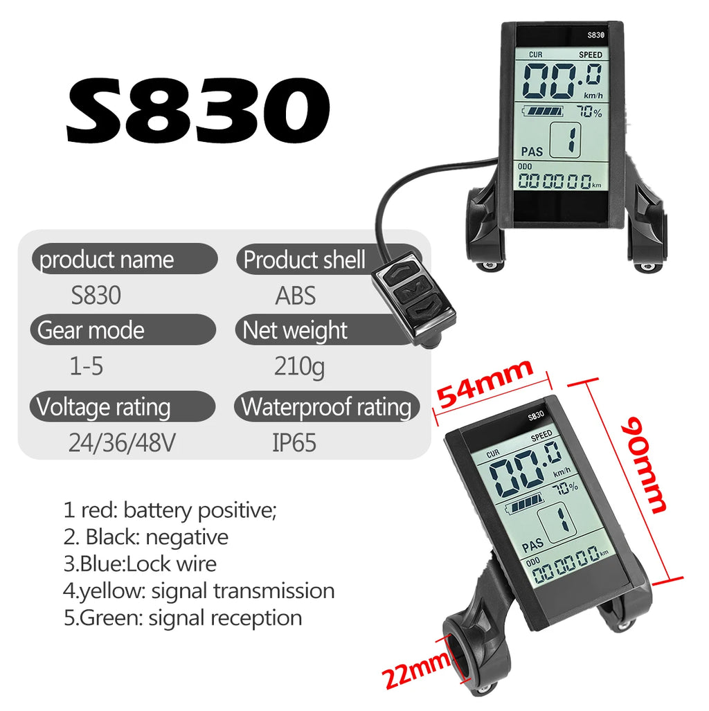 Kunray 26A Three-Mode Sine Wave Brushless Controller & LCD Display Kit (24V/36V/48V 500W–750W) with Self-Learning