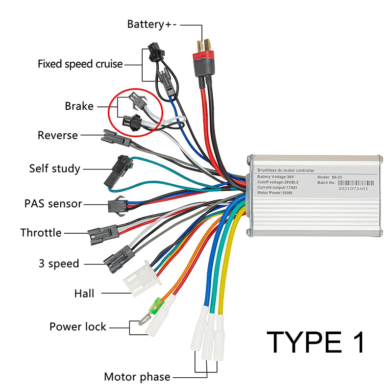 Electric Bike Brushless Controller 24V/36V/48V 250W/350W Brushless Speed Controller For Electric Scooter 6Mos With Hall Reverse