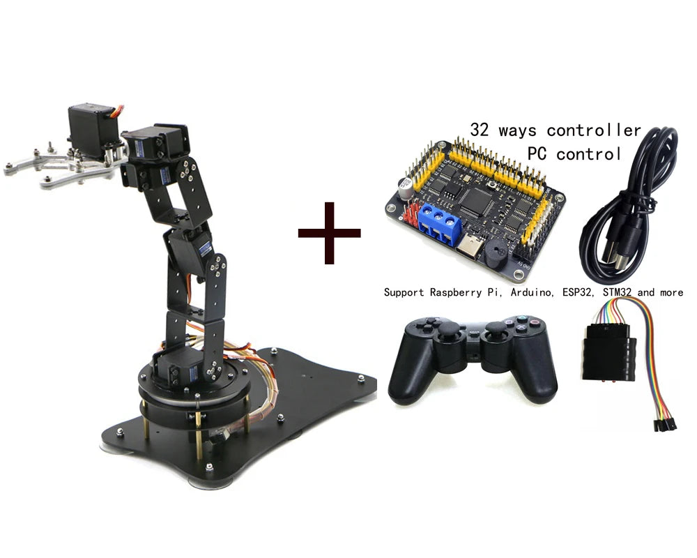 6 DOF Robot Arm with Rotatio Base Metal Alloy Manipulator Claw Kit For Arduino Robot DIY Kit UNO/ESP32/STM32 Programmable Robot