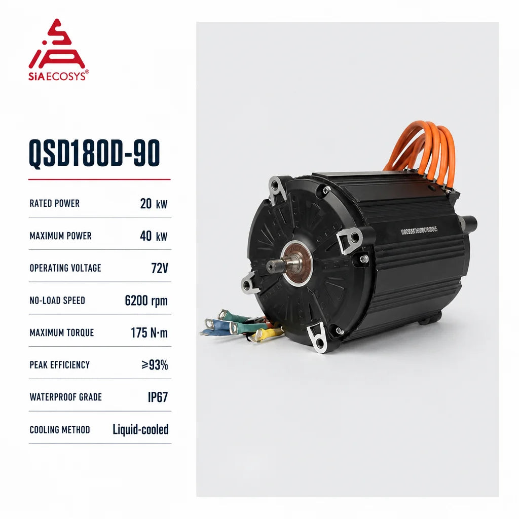 QSMOTOR QSD180D-90H 20kW 72V Liquid-Cooled Hairpin PMSM Motor Kit with FarDriver ND721800B 1800A Controller