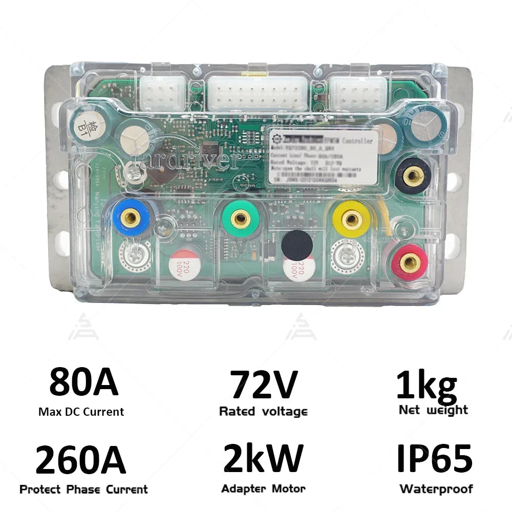 Nanjing Yuanqu 80A/260A Fardriver Controller ND72260-X80  QS MOTOR Controller Transparent Casing for Ebike Electric Motorcycle