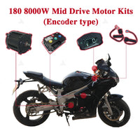 QSMOTOR 180 8000W 72V 90H Encoder Mid drive Motor Conversion Kit With Fardriver ND721200 Controller