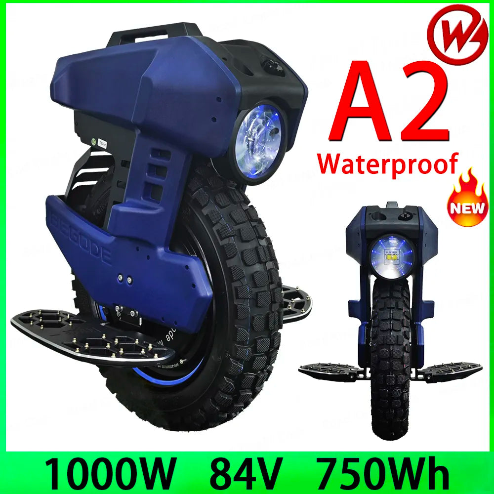 2023 NEW Begode A2 Electric Unicycle Gotway 84V 750Wh 1000W Begode A2 Electric Unicycle EUC Head Light 5000 Lumen 15inch Tyre