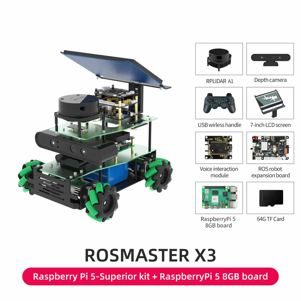 ROSMASTER X3 ROS2 Robot Mecanum Wheel Aluminum Alloy Frame Autopilot Lidar Mapping for Jetson NANO Orin NX Orin NANO RaspberryPi
