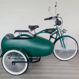 26Inch Green Side Bucket Tricycle / Retro Beach Bike / Parent-Child Bicycle / Outdoor Riding