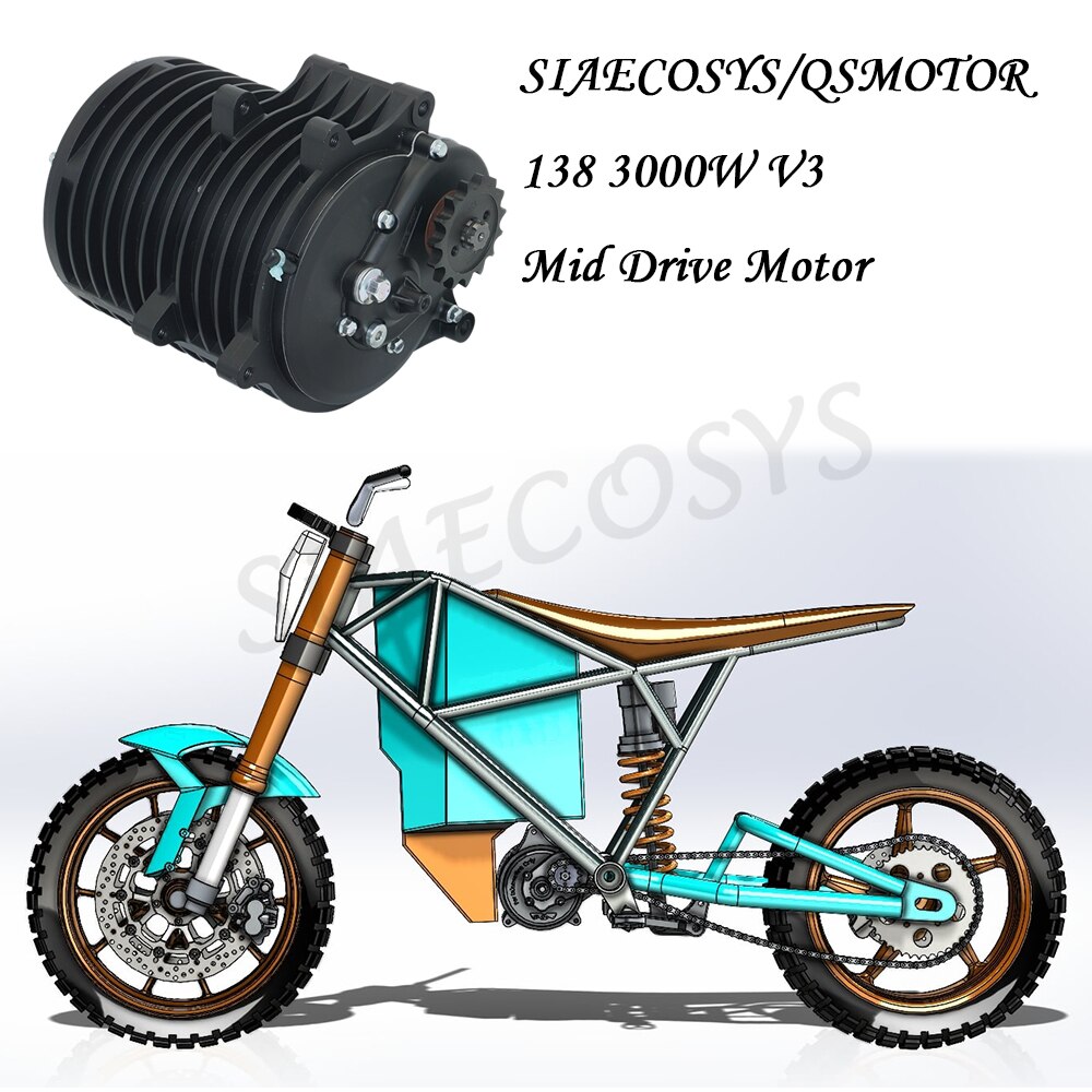 QSMOTOR 138 3000W V3 70H 5500W Max continuous 72V 100KPH Mid drive Motor conversion kit with EM150-2SP Controller for go-kart