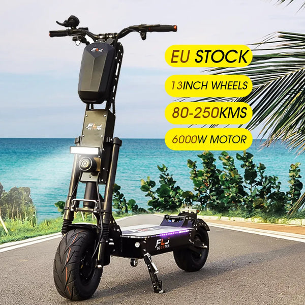 FLJ 13inch Fat Wheels Electric Scooter with 6000W/60V 40ah -80ah battery Dual Engine New design double drive E Scooter