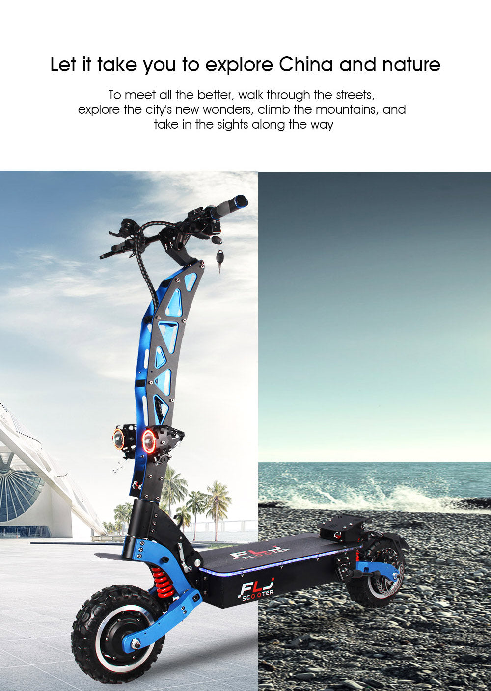 FLJ Upgraded SK3-3 72V 7000W 11inch TOP Electric Scooter with 60MPH speed electric E Scooter