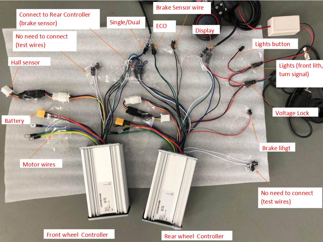 YunLi 60V 45A Controller for H10-2 Dual motors 3200w 5600w 6000w electric scooter Accelerator LH-100 Display