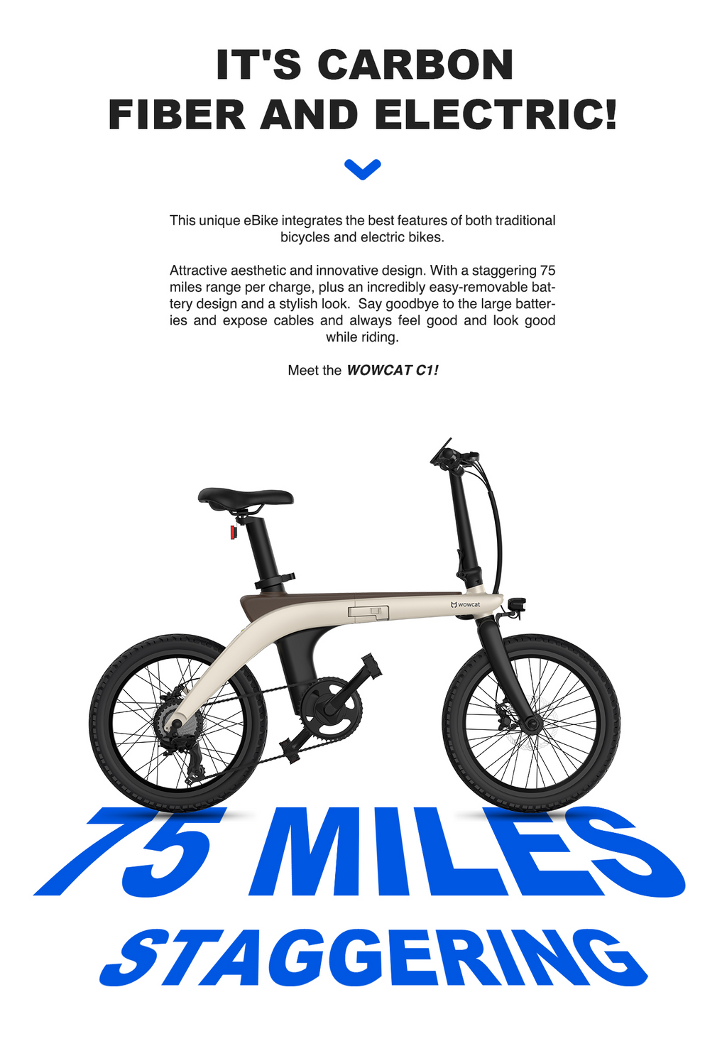 WOWCAT C1 Full Carbon Fiber Foldable Electric Bike
