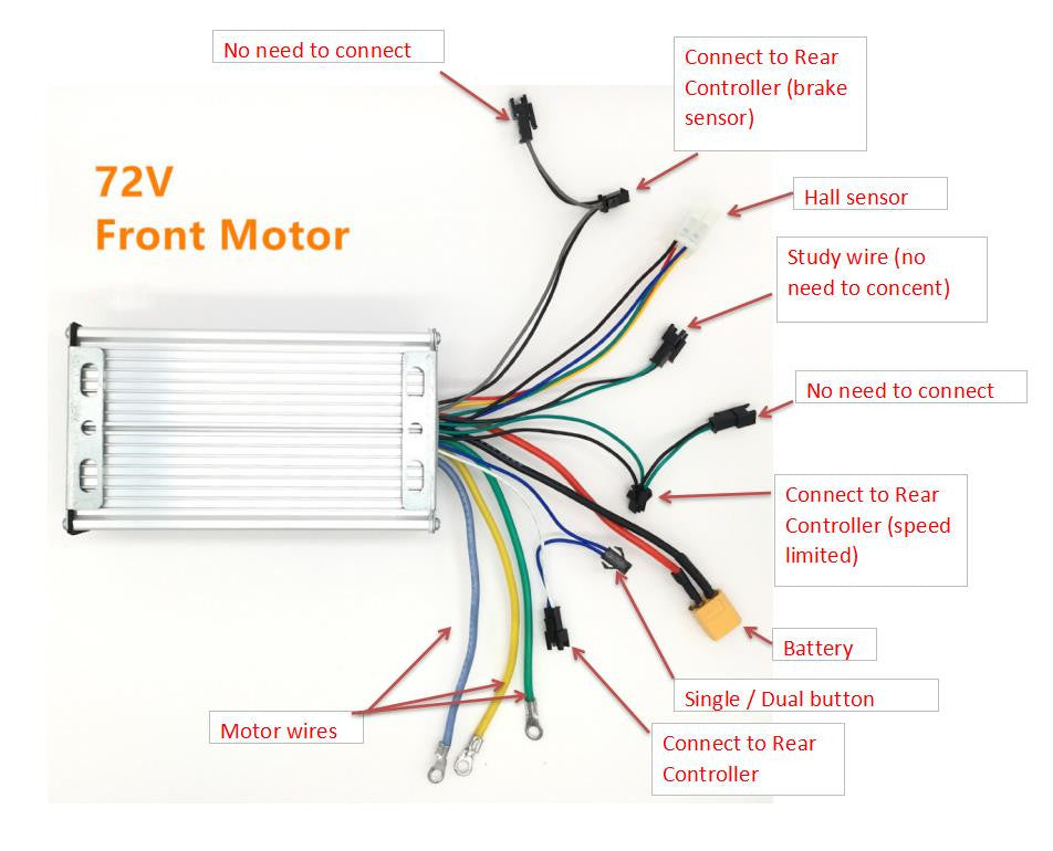 DAMAO 72V 50A electric scooter Controller for 72V Dual motors 6000w 7000W 8000W e scooter Accelerator DAMAO Display
