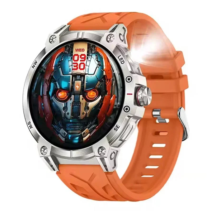 Gaines KC89 Smart Watch Men Outdoor Sports LED Flashlight Copmpass Bluetooth Call AI Voice Health Monitoring Fitness Track Smart