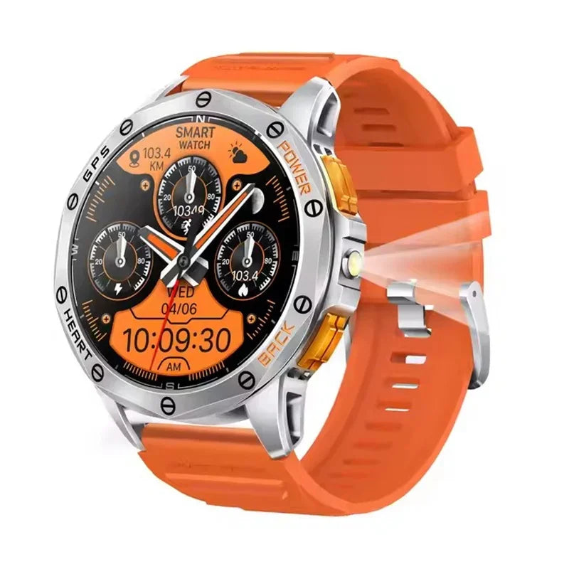 Gaines Men Smart Watch K67 LED Flashlight Amoled Compass Barometric Altimeter Outdoor Sports Montion Fitness Tracker BT Call Smart Watch