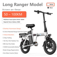 GF Chainless Transmission 3rd-Gen Foldable Super Portability Folding Mini E-bike Electric Bicycle with 7 Shock Absorber 150 - 300km
