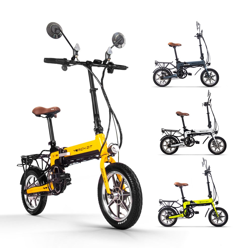 Rich Bit Ebike RT-619 14 Inch Folding Electric Bike  250W 36V 10.2AH Li-ion Battery 5 Level Pedal Assist With Rear luggage rack