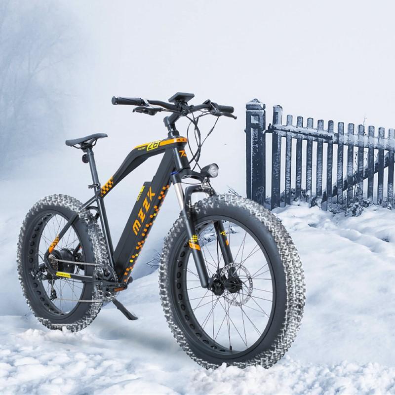 MZZK 7-Speed Wide Fat Tire Electric Moped Electric Mountain Bicycles with Removable Lithium Battery (48V 624W)