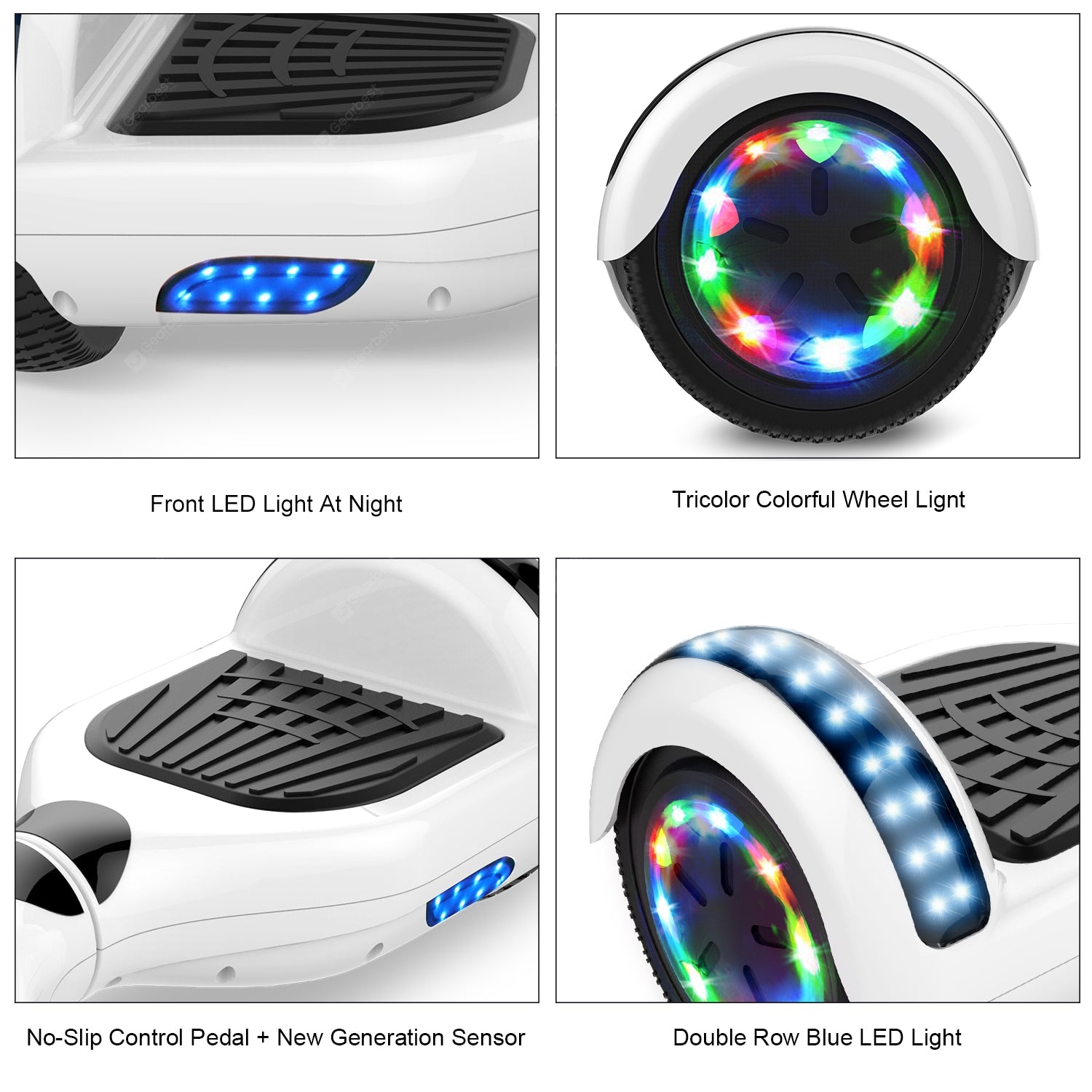 Mega Motion Self-Balancing Scooter Hoverboard 6.5 with Hoverkart LED lights Bluetooth Speaker