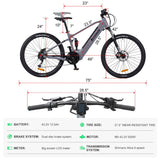 27.5 inch 43V 500W Electric Bicycle 9 Speed Electric Bike Disc Brake Center Shock Absorber Bike Electric Bicycle with Hidden Lithium Battery