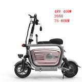 Electric Folding Bicycle Two Wheels Electric Bicycles Electric Scooter For Girls/Ladies With Seat/Pet Basket 48V 80KM 40KM/H