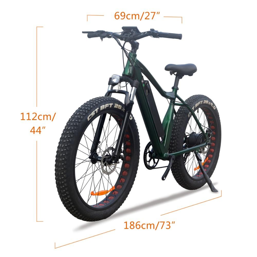VTUVIA 26 * 4.0'' Fat tire Mountain Electric bicycle 36V Li-ion battery 350W Brushless Motor E Bike 50km Long Distance Ebike