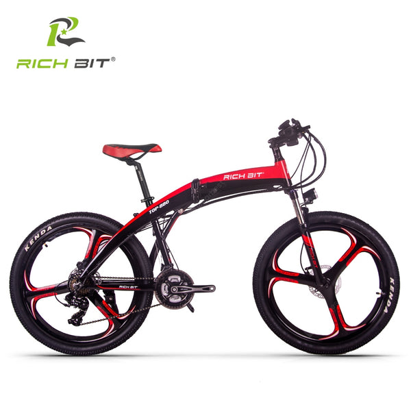RICH BIT RT-880 36v 250w 9.6Ah Black Red Electric 26inch Foldable Ebik