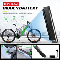 27.5 inch 43V 500W Electric Bicycle 9 Speed Electric Bike Disc Brake Center Shock Absorber Bike Electric Bicycle with Hidden Lithium Battery