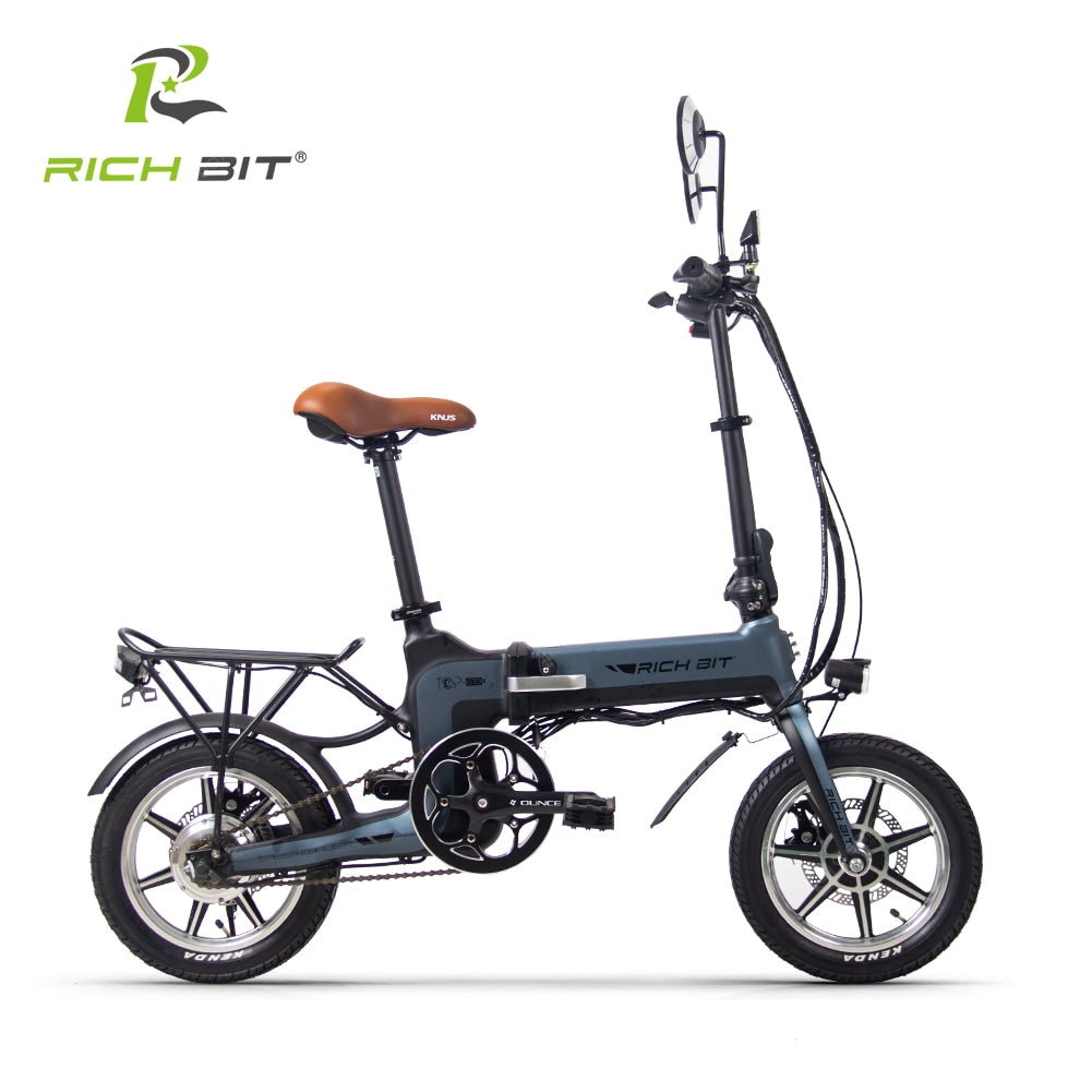 Rich Bit Ebike RT-619 14 Inch Folding Electric Bike  250W 36V 10.2AH Li-ion Battery 5 Level Pedal Assist With Rear luggage rack