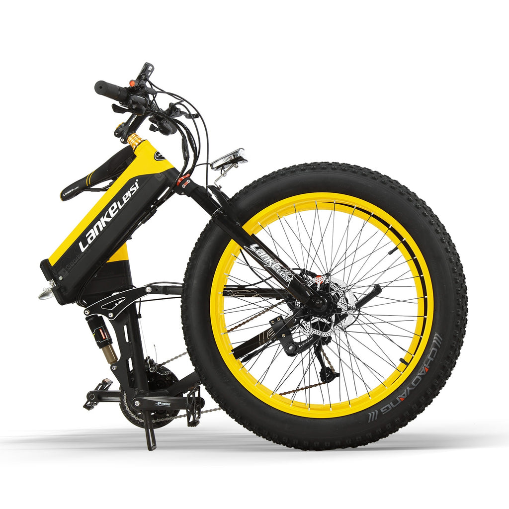 LANKELEISI XT750PLUS 48V 12.8AH 500W all-round motor electric bicycle 26 inch 4.0 fat tire MTB folding electric bicycle