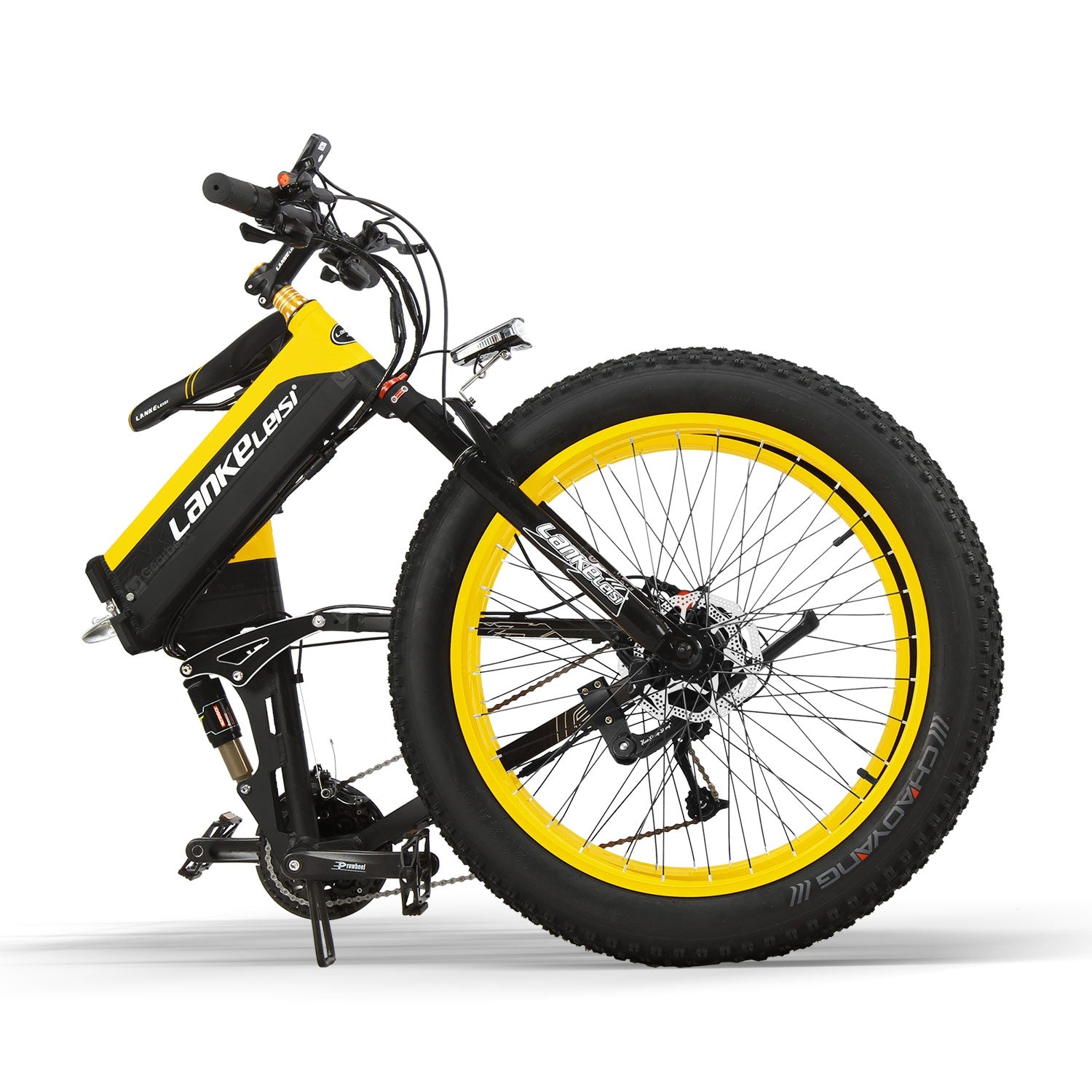 LANKELEISI XT750PLUS 48V 12.8AH 500W all-round motor electric bicycle 26 inch 4.0 fat tire MTB folding electric bicycle