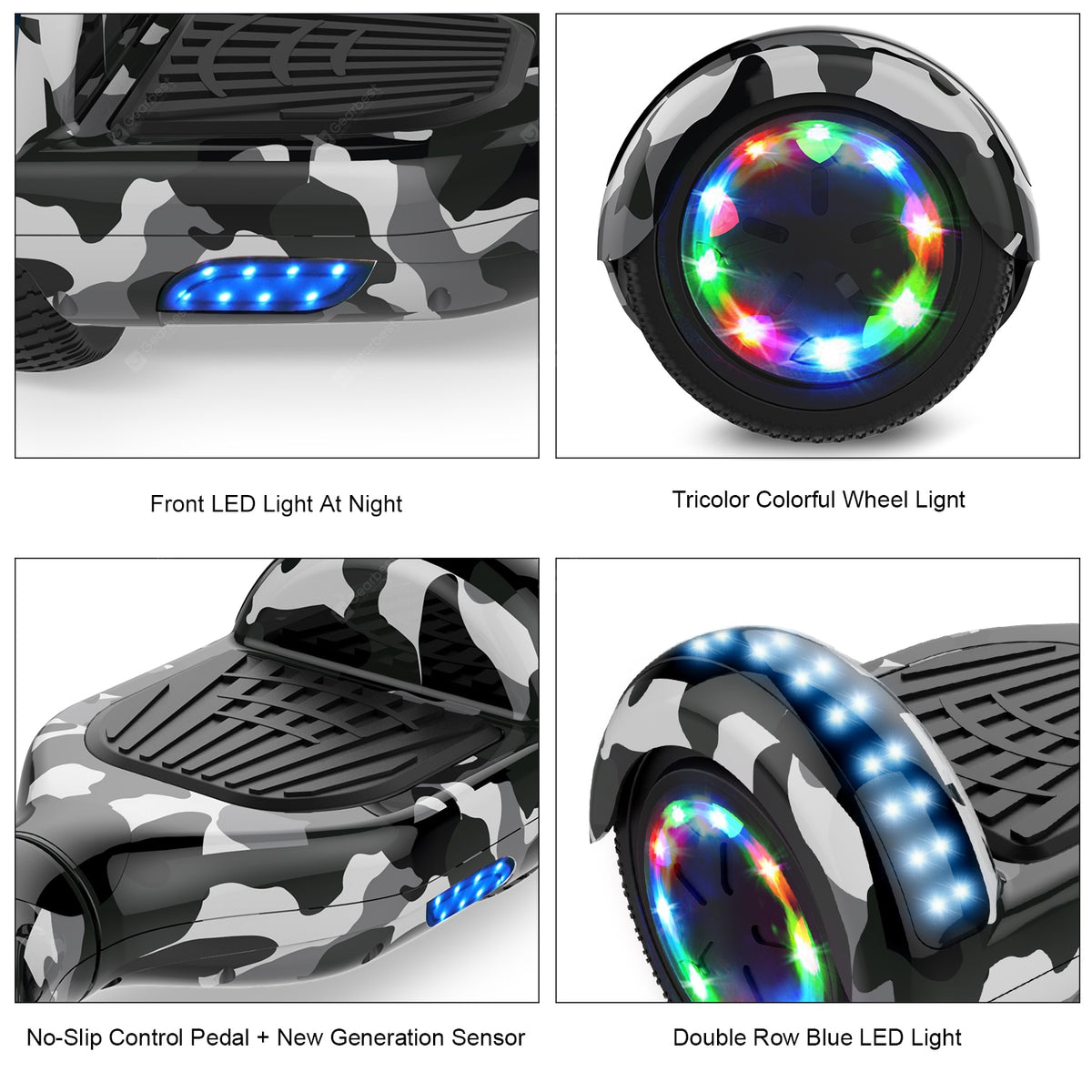 Mega Motion Self-Balancing Scooter Hoverboard 6.5 with Hoverkart LED lights Bluetooth Speaker