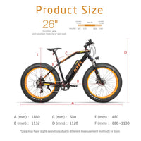 MZZK 7-Speed Wide Fat Tire Electric Moped Electric Mountain Bicycles with Removable Lithium Battery (48V 624W)