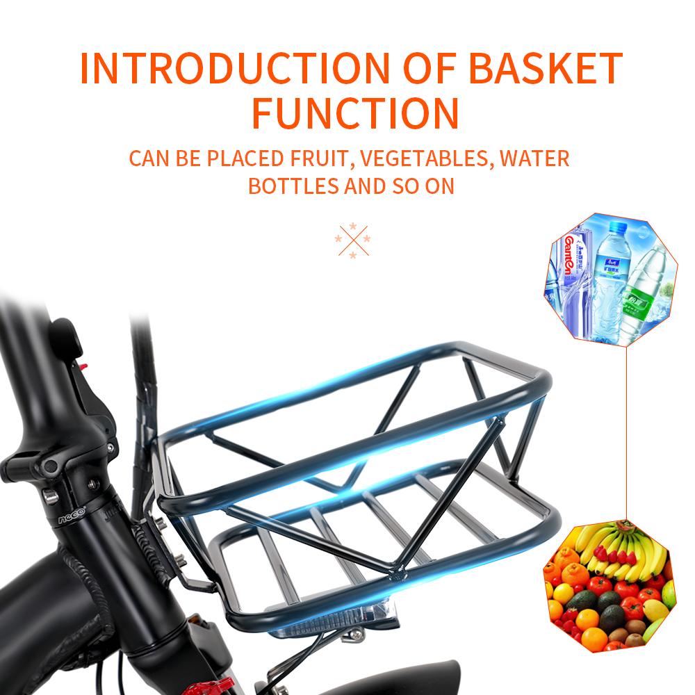 Y20 Folding Electric Snow Bike, 750W Motor, 48V 15Ah Battery, 20 Inch Mountain Bike Fat Bike, Pedal Assist E-bike with Basket