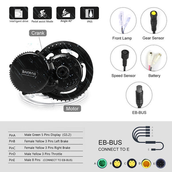 BAFANG 8FUN BBS02 BBS02B 48V 750W Mid Drive Crank Motor Electric Bike Conversion Kit EBIKE BB68-73mm Powerful Middle Engine w/ install tool - easy-smart-way