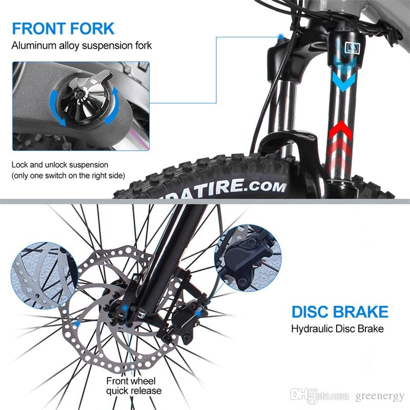 27.5 inch 43V 500W Electric Bicycle 9 Speed Electric Bike Disc Brake Center Shock Absorber Bike Electric Bicycle with Hidden Lithium Battery