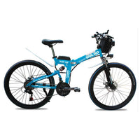 SMLRO MX300 48V 13Ah 500W 26in Electric Bike Bicycle 35km/h Max Speed 80km Max Range IP54 Waterproof E Bike - White Blue