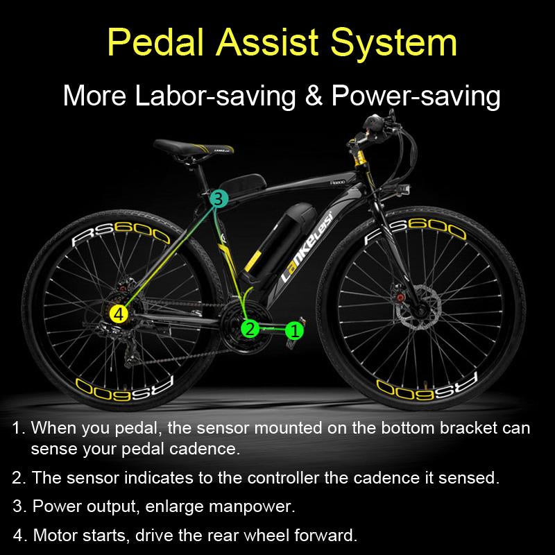 RS600 Powerful Electric Bike, 36V 20A Battery Ebike,700C Road Bicycle, Both Disc Brake, Aluminum Alloy Frame, Mountain Bike