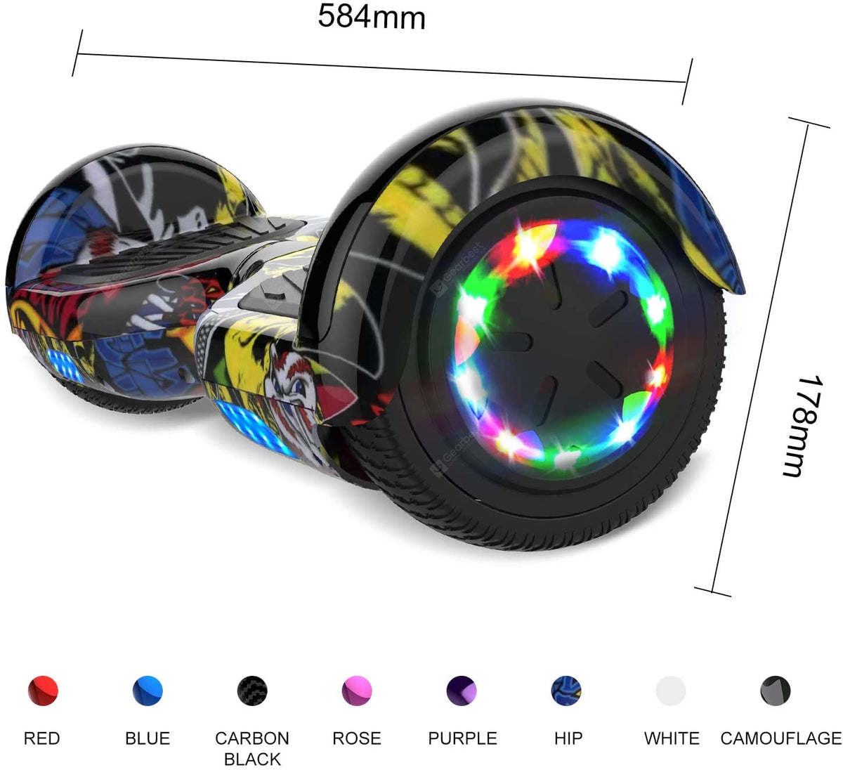 Hoverboard Bluetooth 6.5 inch Self Balancing Electric Scooter with LED Flash Wheels Self Balancing Scooters with 700W Motor Gift for Kids Adult